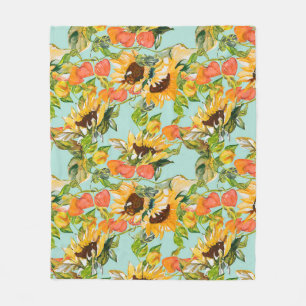 Autumn Splendour: Seamless Nature Pattern Fleece Blanket