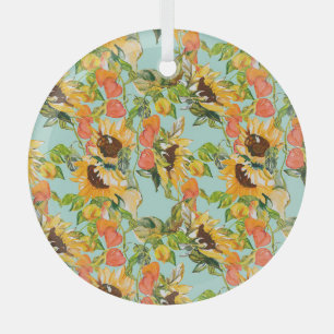 Autumn Splendour: Seamless Nature Pattern Glass Tree Decoration