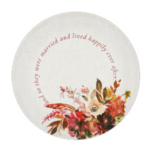 Autumn Splendour Watercolor Floral Ivory Wedding Cutting Board