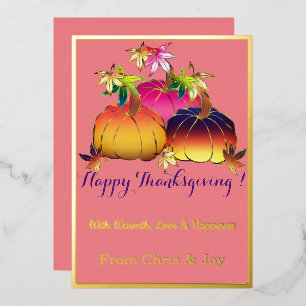 Autumn Splendour Whimsical Thanksgiving Foil Holiday Card