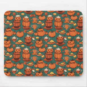 Autumn Spooky Pumpkin Pizzazz Party Mouse Mat