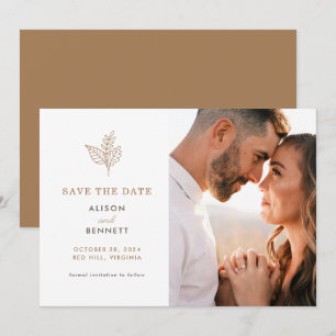 Autumn Sprig Fall Wedding Photo Save The Date Card