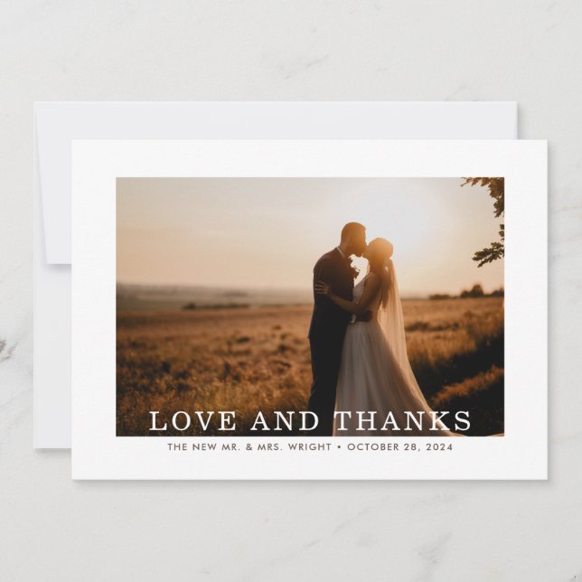 Autumn Sprig Love and Thanks Wedding Thank You Card (Front)