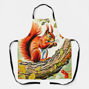 Autumn Squirrel Art Apron