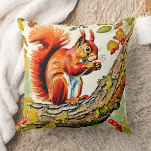 Autumn Squirrel Art Cushion
