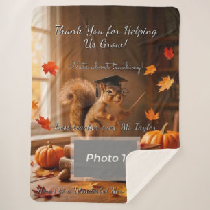 Autumn Squirrel Back to School Teacher Blanket