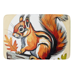 Autumn Squirrel Charm Design Bath Mat