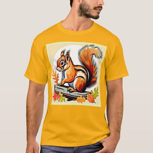 Autumn Squirrel Charm Design T-Shirt (Front)