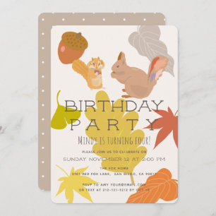Autumn Squirrel & Chipmunk Birthday Invitation