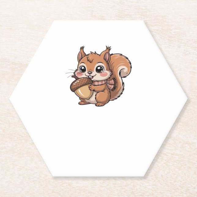 autumn squirrel Classic T-Shirt Paper Coaster (Front)