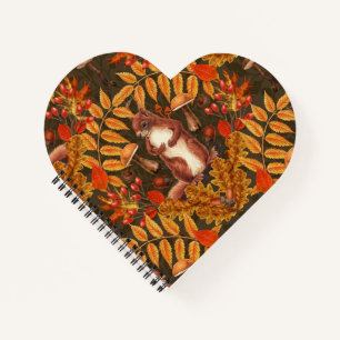 Autumn squirrel on dark brown notebook