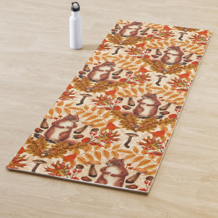 Autumn squirrel on off white yoga mat