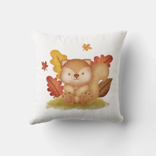 Autumn Squirrel Pillow (Back)