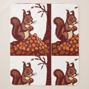 🐿️ Autumn Squirrel Sherpa Blanket - Fall Forest