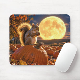 Autumn Squirrel with Acorn and Harvest Moon Mouse Mat