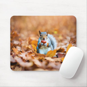 Autumn Squirrel With Acorn Mouse Mat