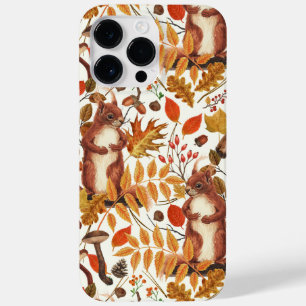 Autumn squirrels and autumnal flora on off white Case-Mate iPhone 14 pro max case