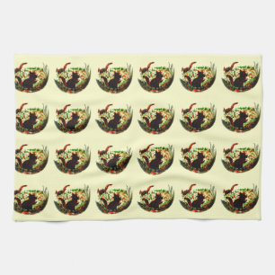 Autumn Squirrels Animal Art Tea Towel