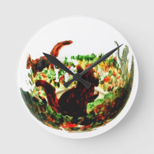 Autumn Squirrels Wild Animal Round Clock