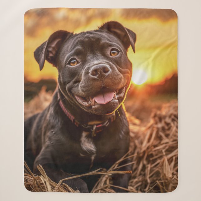 Autumn Staffie Sherpa Blanket (Front)