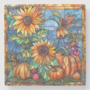 Autumn Stained Glass Art Coaster