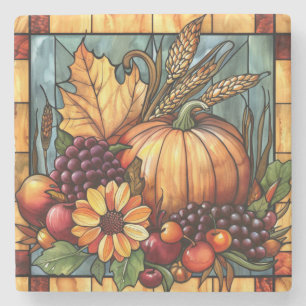 Autumn Stained Glass Art Coaster