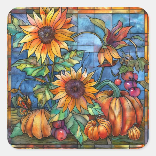 Autumn Stained Glass Art Stickers (Front)