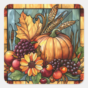 Autumn Stained Glass Art Stickers