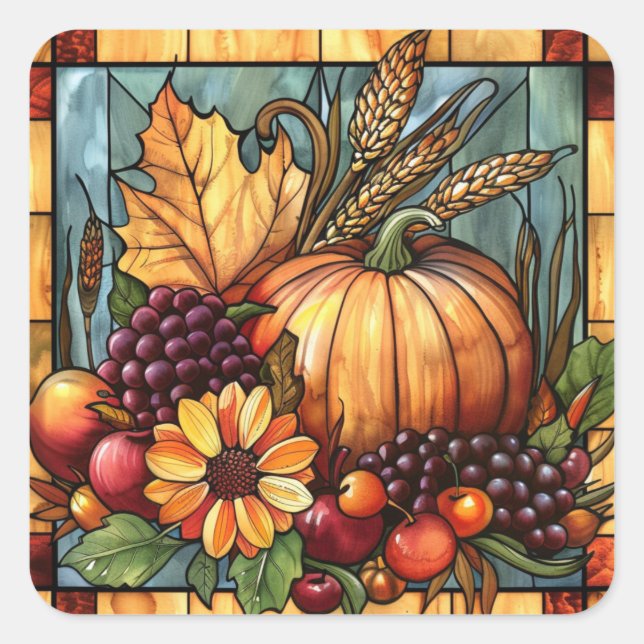 Autumn Stained Glass Art Stickers (Front)