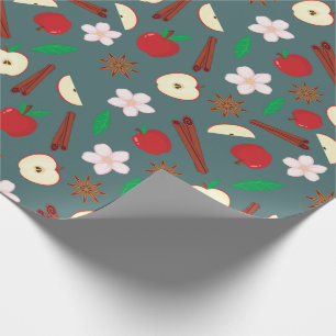 Autumn Star Anise and Apples Seamless Thanksgiving Wrapping Paper