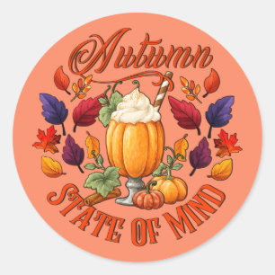 Autumn State Of Mind Orange Classic Round Sticker