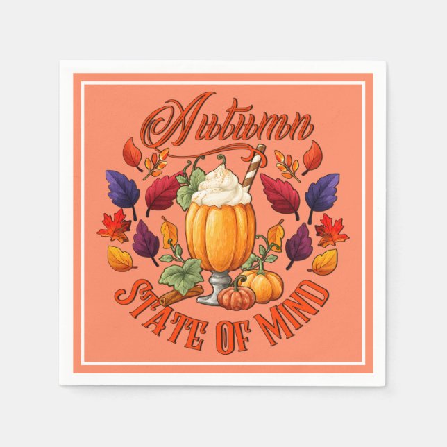 Autumn State Of Mind Orange Napkin (Front)