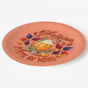 Autumn State Of Mind Orange Paper Plate