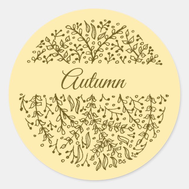 Autumn Sticker, Fall Classic Round Sticker (Front)