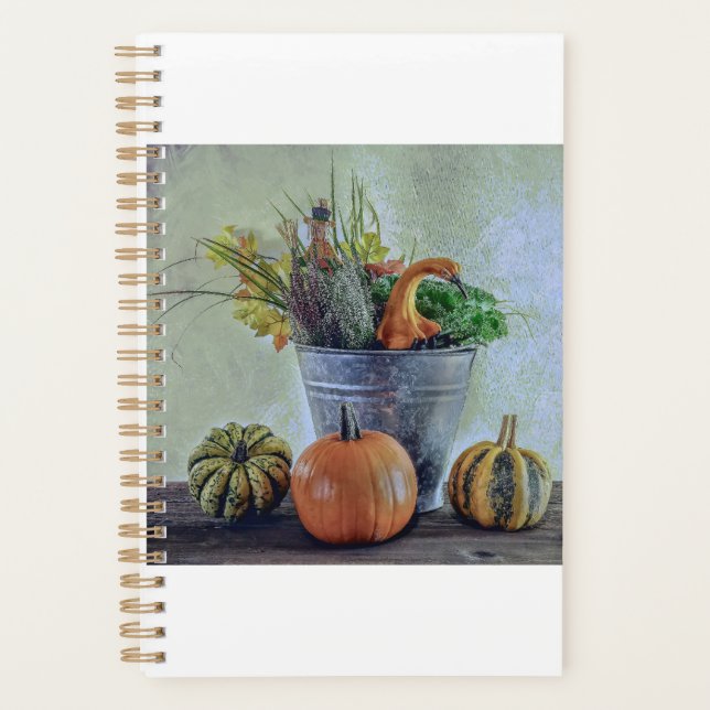 Autumn still life with pumpkins, flowers  planner (Front)