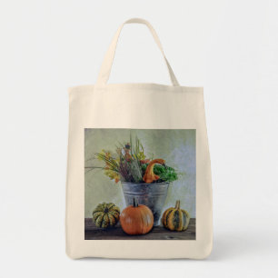 Autumn still life with pumpkins, flowers tote bag