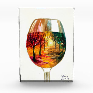 Autumn story in a glass of wine   photo block