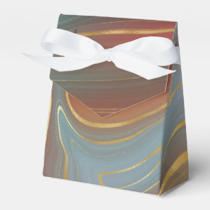 Autumn Strata   Terra Cotta Teal and Gold Agate Favour Box
