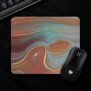 Autumn Strata Terra Cotta Teal and Gold Agate Mouse Mat