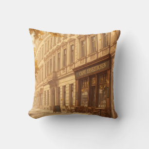 Autumn Street Scene with Books Cushion