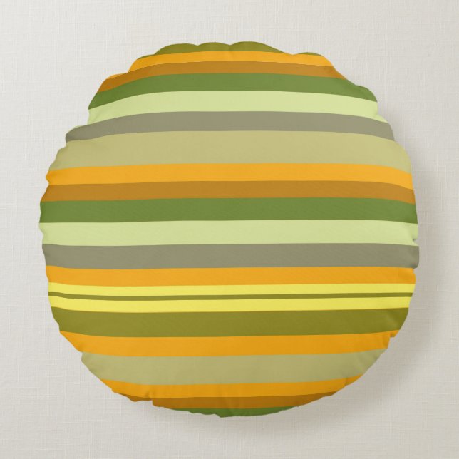 Autumn Stripes Round Pillow (Front)