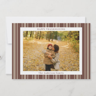 Autumn Stripes Thanksgiving Photo Holiday Card