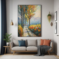 Autumn Stroll Impressionist Pathway Scene