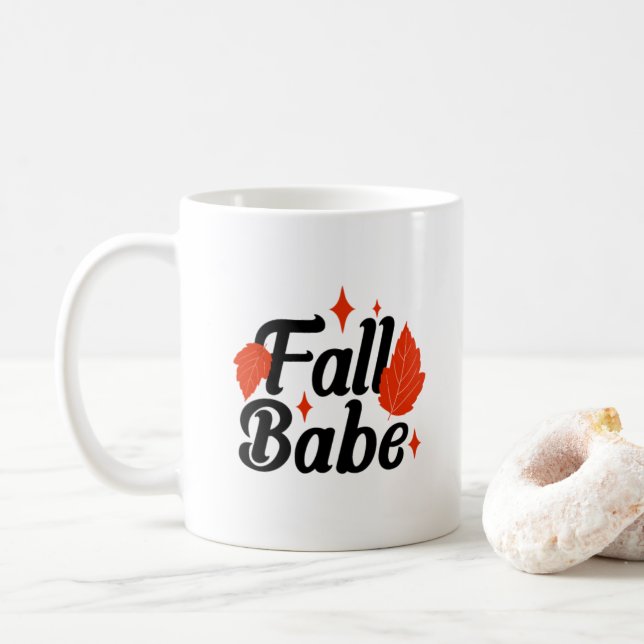 Autumn Stylish Fall Babe Print Coffee Mug (With Donut)
