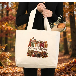Autumn Suits Me Perfectly Yarn Art Large Tote Bag