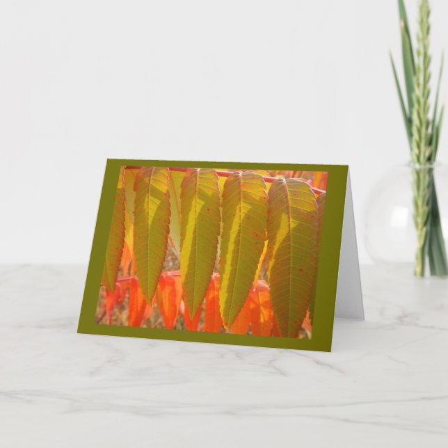 Autumn Sumac Leafs Blank Note Card (Front)