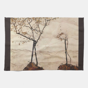 Autumn Sun and Trees by Egon Schiele, Vintage Art Tea Towel
