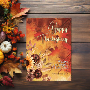 Autumn Sun Revelation 11:17 Happy Thanksgiving Card