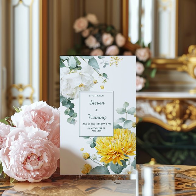 Autumn Sun Yellow Chrysanthemum Wedding Invitation (Creator Uploaded)