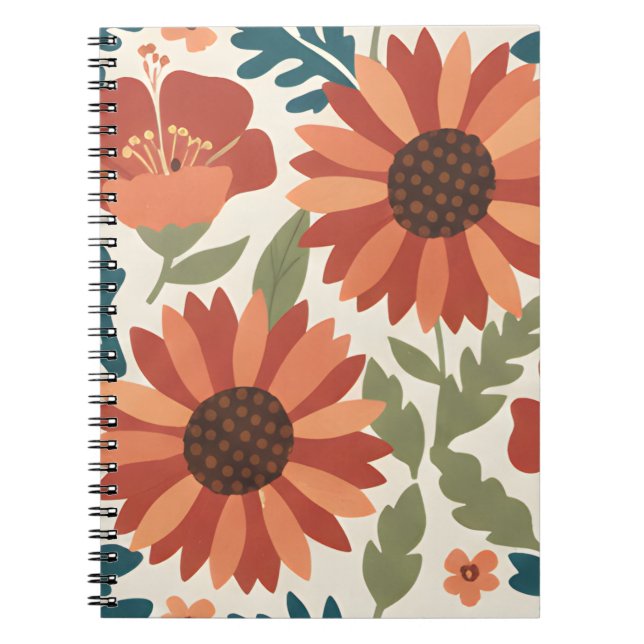 Autumn Sunflower: A Bold Botanical Illustration Notebook (Front)